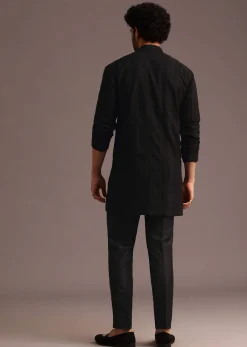 Black Resham Embroidered Kurta Pant Set