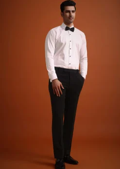 Black Resham Work Tuxedo And Pant Set