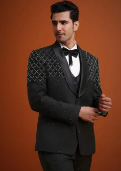 Black Salli Embellished Tuxedo Set
