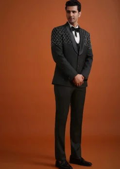 Black Salli Embellished Tuxedo Set