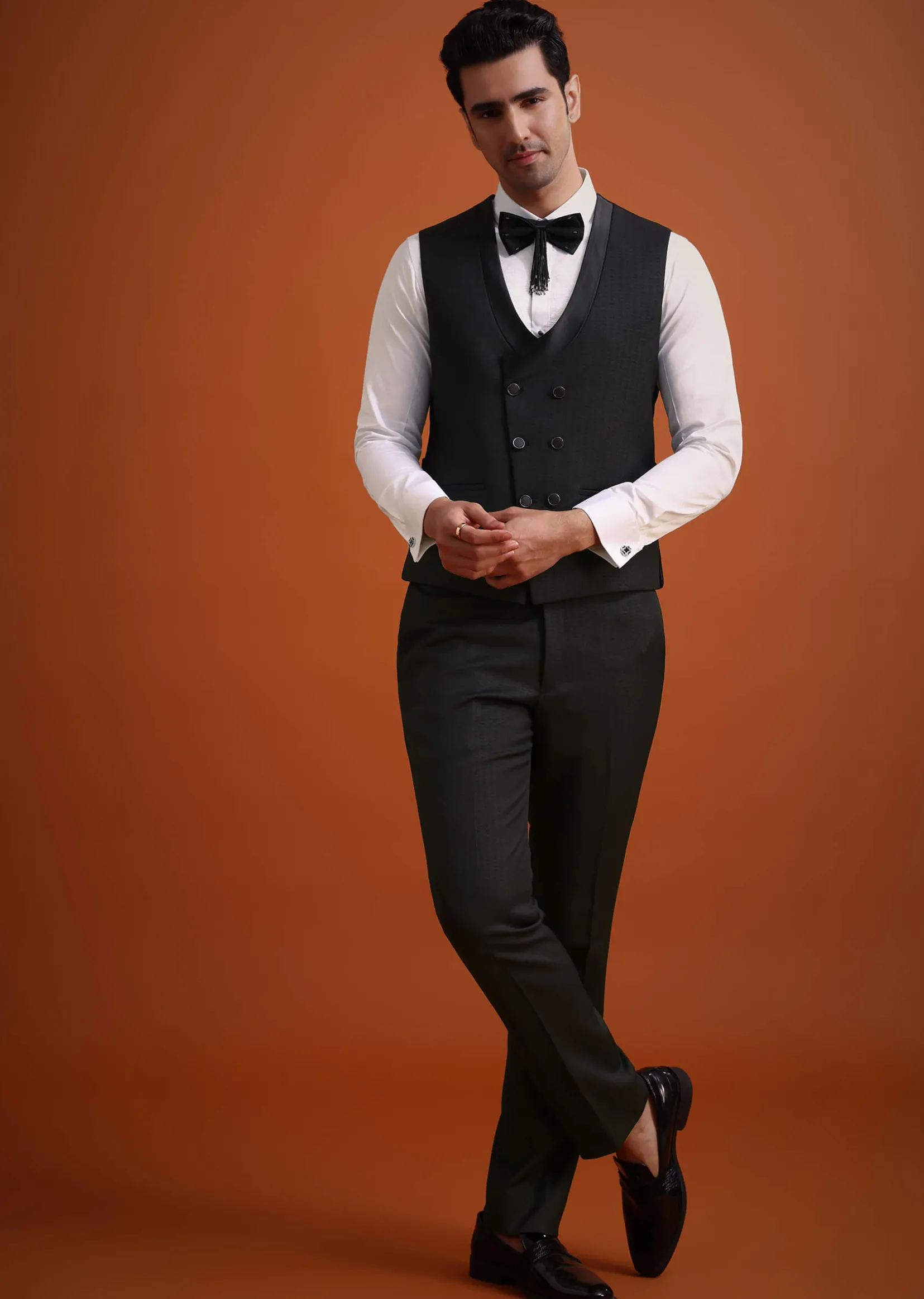 Black Salli Embellished Tuxedo Set