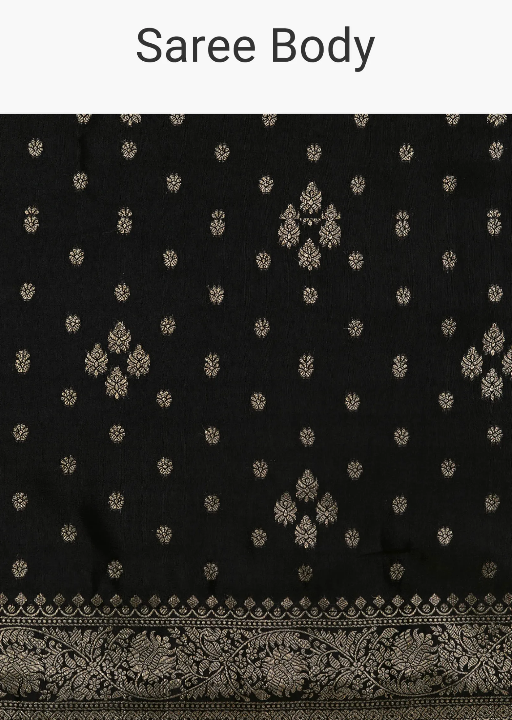 Black Saree With Woven Buttis In Brocade Weave
