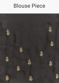 Black Satin Saree With Zardosi Sequins And Scallop Border