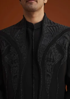 Black Sequin Embroidered Indo Western Set