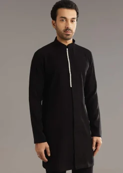 Black Sequin Jaal Embroidered Indo Western Set