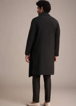 Black Silk Blend Kurta Pant With Dupatta