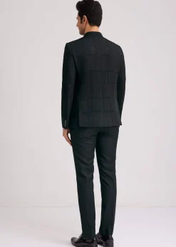 Black Silk Jodhpuri Suit With Floral Motifs And Cut Dana Work