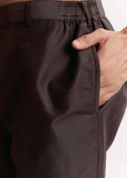 Black Silk Printed Kurta Set
