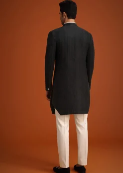 Black Silk Sherwani Set