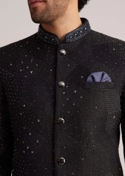 Black Stone Studded Jodhpuri Suit