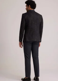 Black Stone Studded Jodhpuri Suit
