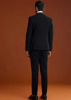 Black Suiting Coat Set With Cutdana Embroidery