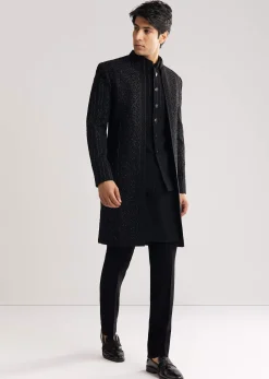 Black Suiting Indo Western With Thread And Beadwork