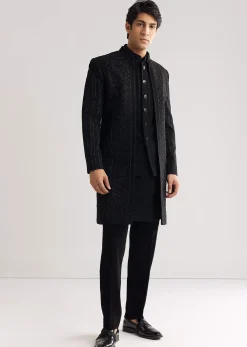 Black Suiting Indo Western With Thread And Beadwork