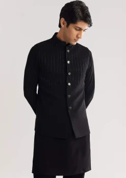 Black Suiting Indo Western With Thread And Beadwork