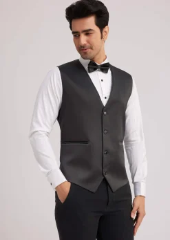 Black Suiting Tuxedo With Metallic Chain And Stone Work