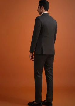 Black Terry Rayon Tuxedo Waistcoat And Pant Set
