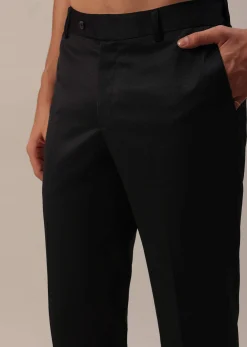 Black Terry Rayon Tuxedo Set With Cut Work Embroidery