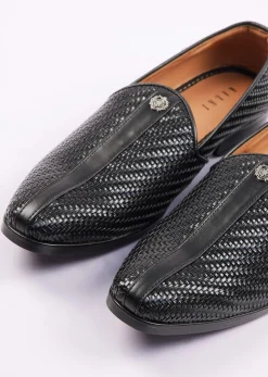 Black Textured Juttis For Men