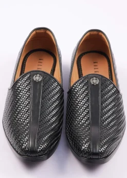 Black Textured Juttis For Men