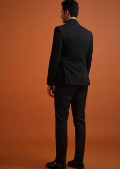 Black Tuxedo And Shirt Set With Pocket Square