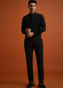 Black Tuxedo And Shirt Set With Pocket Square
