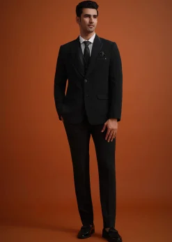 Black Tuxedo Set With Pocket Square