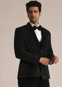 Black Tuxedo Suit With Classic Bow Tie