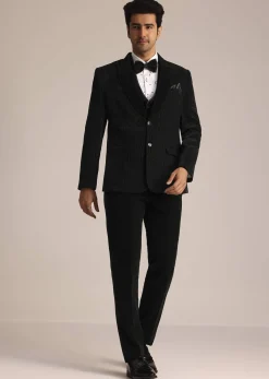 Black Tuxedo Suit With Classic Bow Tie