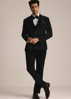 Black Tuxedo Suit With Classic Bow Tie
