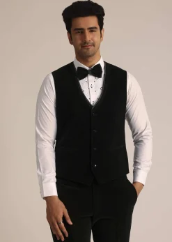 Black Tuxedo Suit With Classic Bow Tie