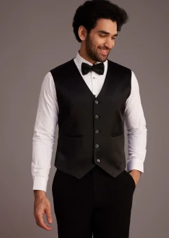 Black Tuxedo With Beaded Embellishments And Satin Lapel