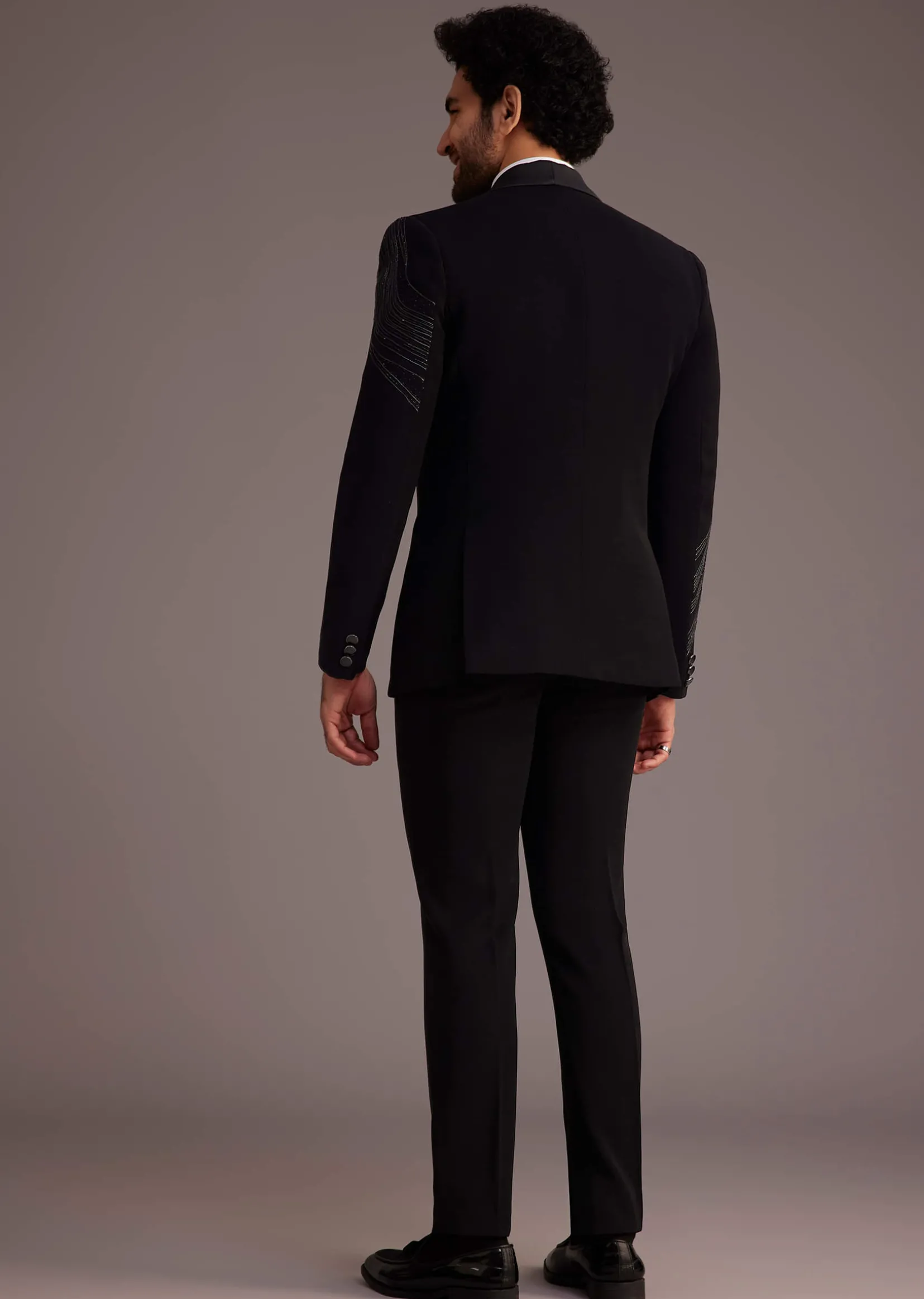 Black Tuxedo With Embellished Swirl Detailing