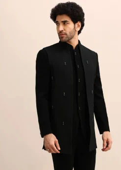 Black Velvet 3 Pc Jodhpuri Suit