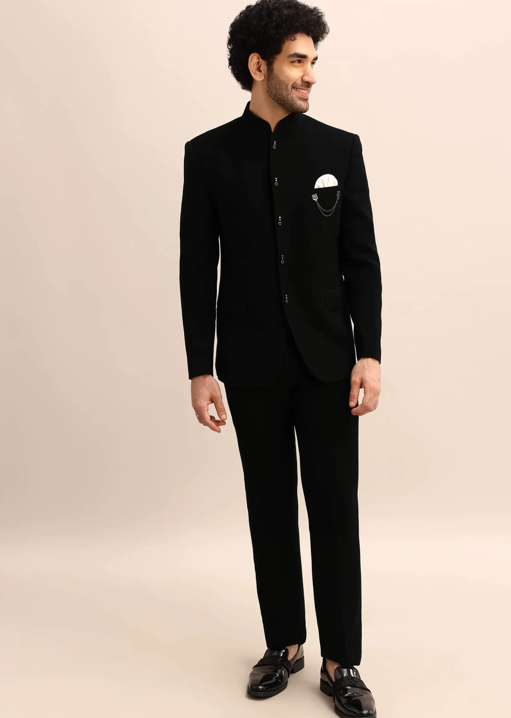 Black Velvet 3 Pc Jodhpuri Suit