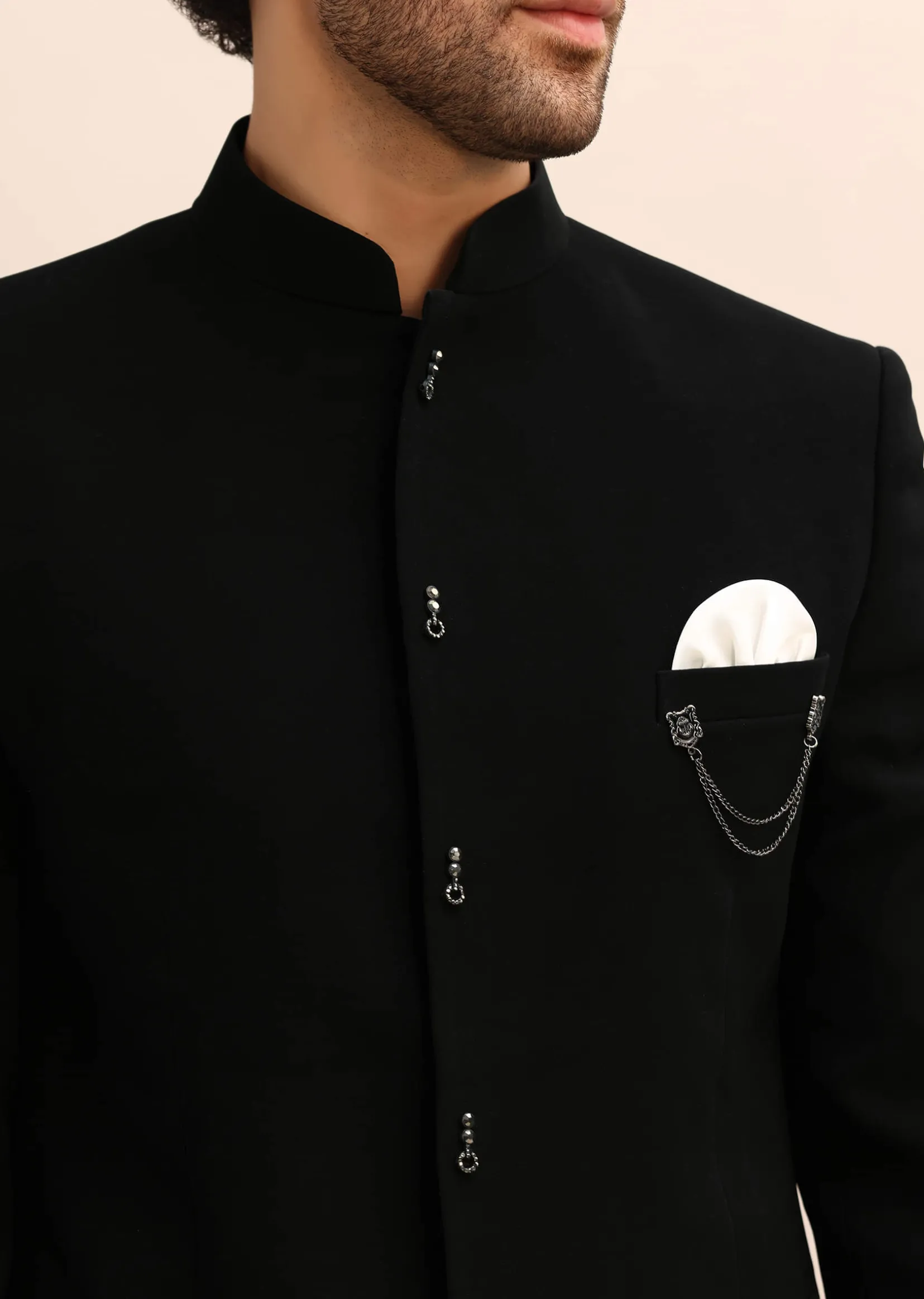 Black Velvet 3 Pc Jodhpuri Suit
