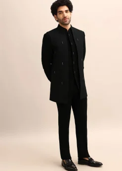 Black Velvet 3 Pc Jodhpuri Suit