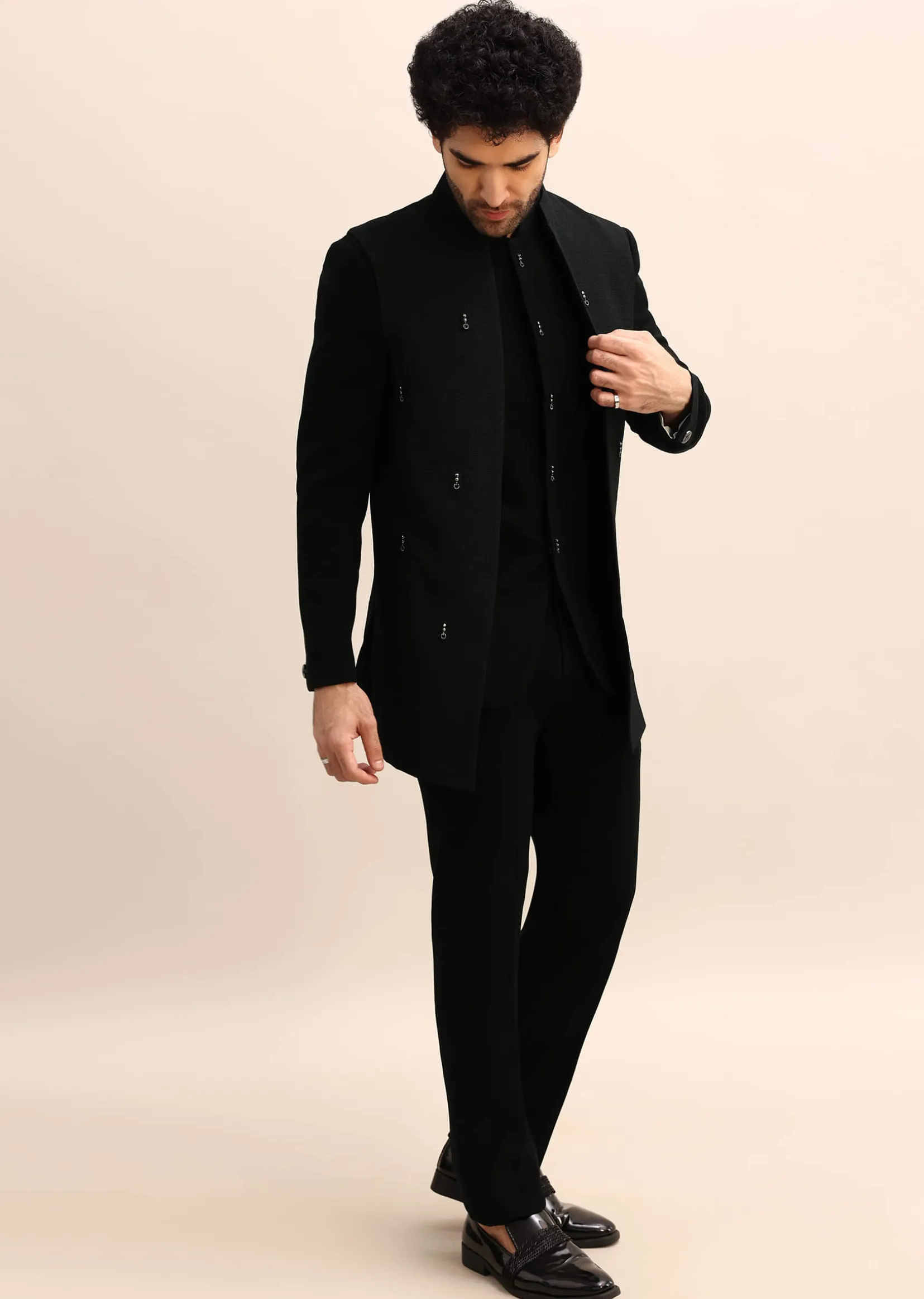 Black Velvet 3 Pc Jodhpuri Suit