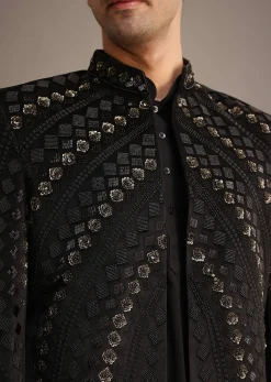 Black Velvet Hand Embroidered Jodhpuri Set