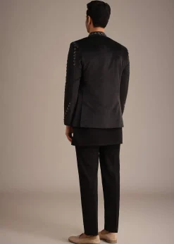Black Velvet Hand Embroidered Jodhpuri Set