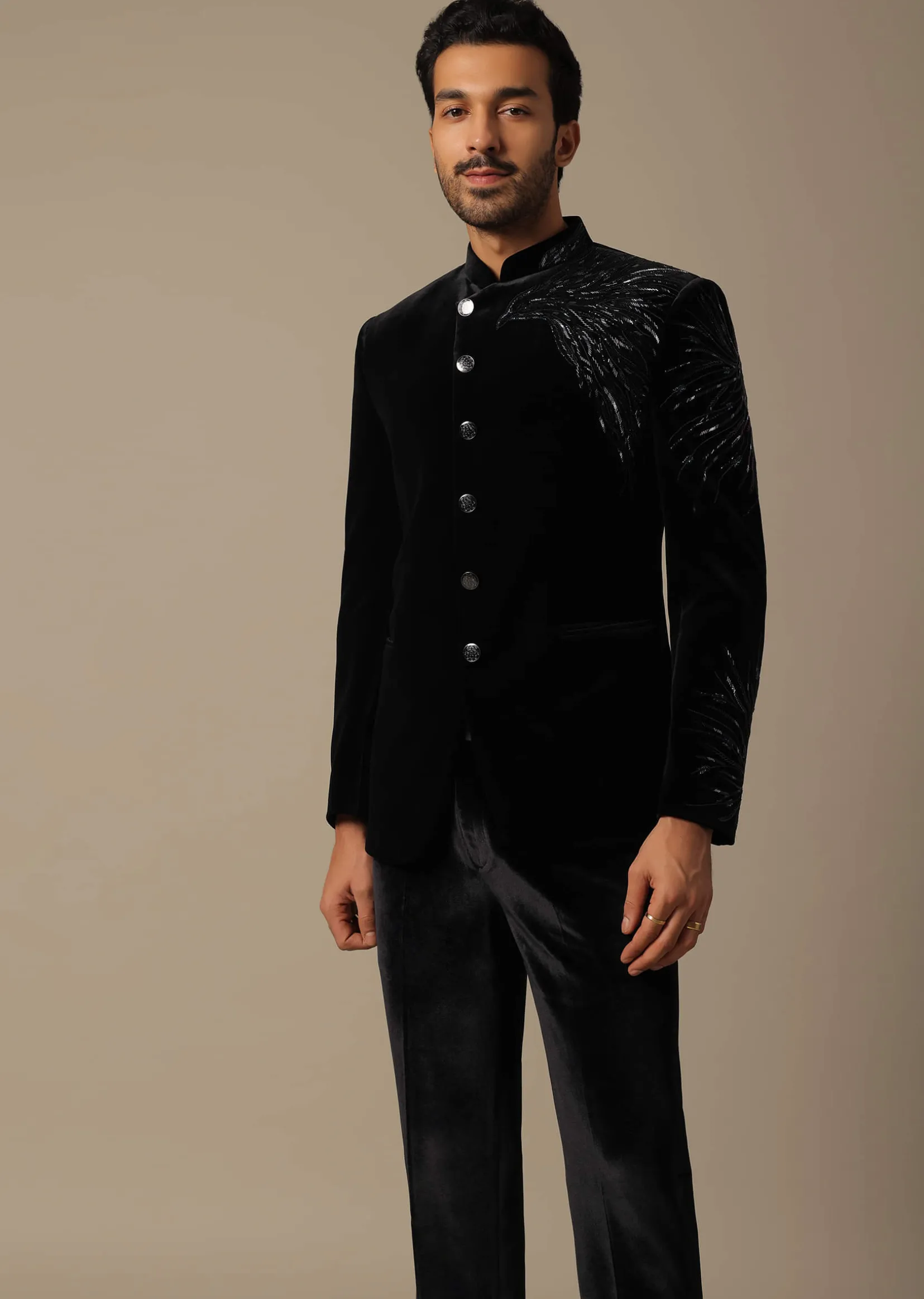 Black Velvet Indowestern For Receptions