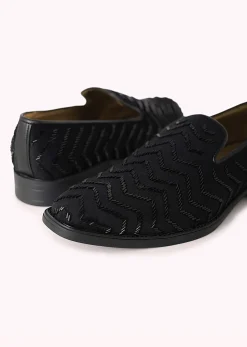 Black Velvet Juttis With Cutdana Work