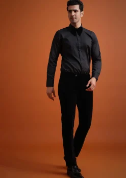 Black Velvet Tuxedo Set With Waistcoat And Bow