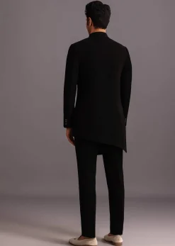 Black Zardosi Embroidered Indowestern Trouser Suit