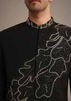 Black Zardozi Embroidered Indowestern Set