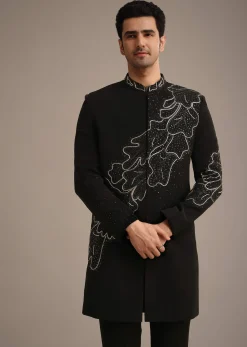 Black Zardozi Embroidered Indowestern Set