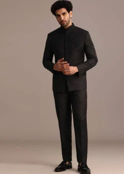 Black Zari Sequin Work Jodhpuri Set