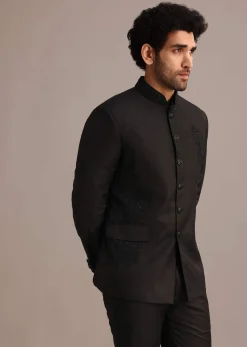 Black Zari Sequin Work Jodhpuri Set