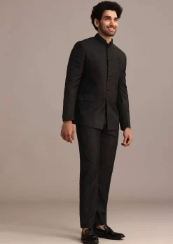 Black Zari Sequin Work Jodhpuri Set