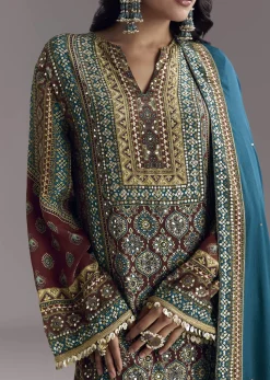 Blue Ajrakh Print Kurta Palazzo Set